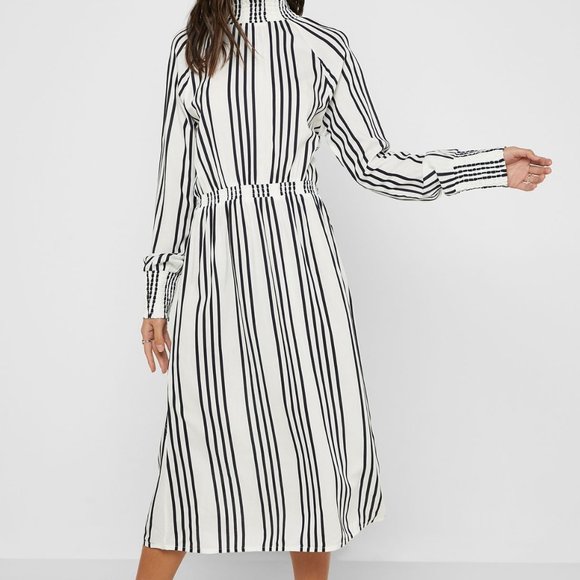 Striped High Neck Midi Dress - Picture 1 of 6